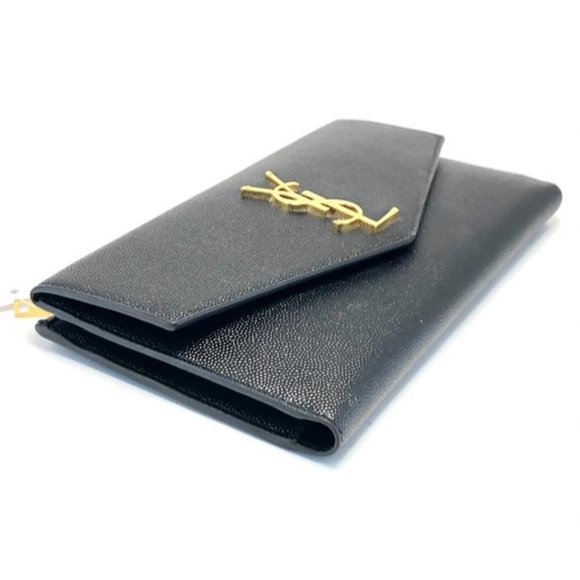SAINT LAURENT Black Large Uptown Ysl Monogram Leather Wallet - Picture 2 of 10